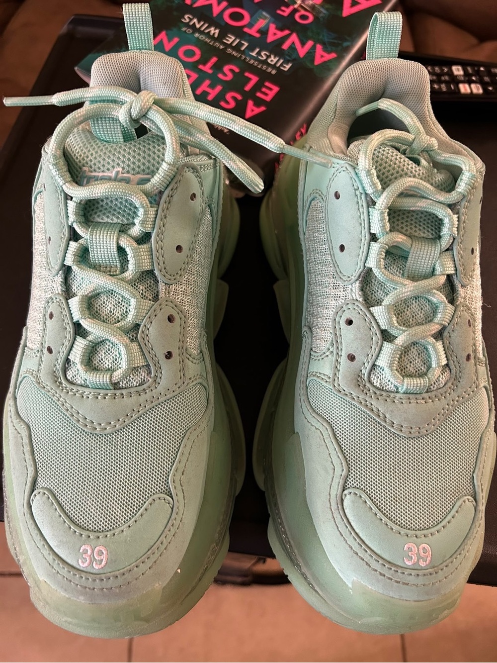 Balenciaga Mint Green Triple-Sole Lace-Up Sneakers
